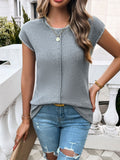 Devine Round Neck Cap Sleeve Knit Top