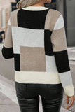 Color Block Round Neck Long Sleeve Sweater