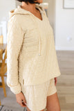 Drawstring Quilted Hooded Top and Shorts Set