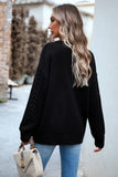 Devine Cable-Knit Round Neck Drop Shoulder Sweater