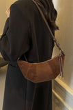PU Leather Strap Suede Shoulder Bag